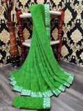 Georgette Bandhani printed saree, Indian-origin, pack of 2 with free size and running blouse