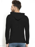 Black cotton blend Bullmer men's typography hooded t-shirts pack of 2, long sleeves with printed design. Sizes: S (chest 41in, length 28in), made in India