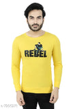 Trendy men's cotton long-sleeve T-shirt, printed design on chest, size M (38in chest, 25in length), made in India
