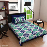 Blue Green City, cotton pillow covers (2pc), 104 thread count, Indian handloom design