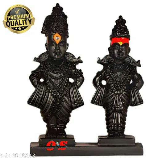 Marble God Idol: Om Sai Gifts Vitthala Rukmini Murti, intricately detailed Lord Vitthal and Rukmini pair, ideal for gifting to devotees, originating from India