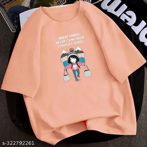 Cotton oversize t-shirt, women's comfort zones design with three-quarter sleeves, available in various sizes from S to 4XL, made in India