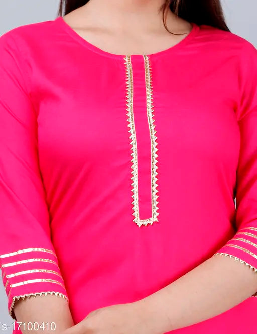 Rayon Rayon MAUKA Women's Kurta Plazzo set in solid colors, three-quarter sleeve style, Indian-origin bottomwear