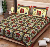 Trendy cotton queen-size double bedsheet, 200 thread count with 2 pillow covers, made in India