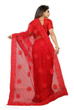 Indian free-size net saree with embroidered solid satin running blouse, Abhisarika Sensational