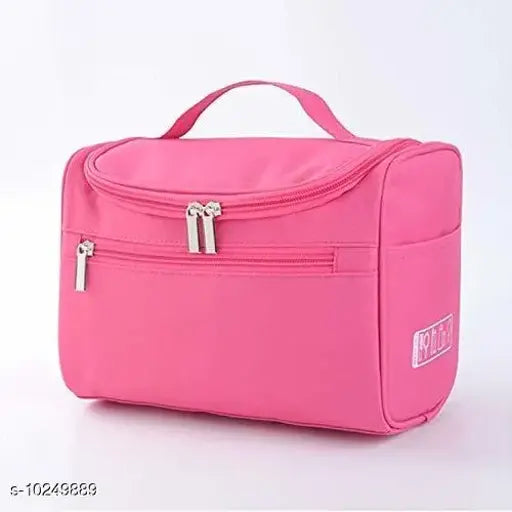 Solid polyester fabric travel toiletry bag organizer, ideal for on-the-go essentials, 10cm x 12cm x 0.75cm, made in India