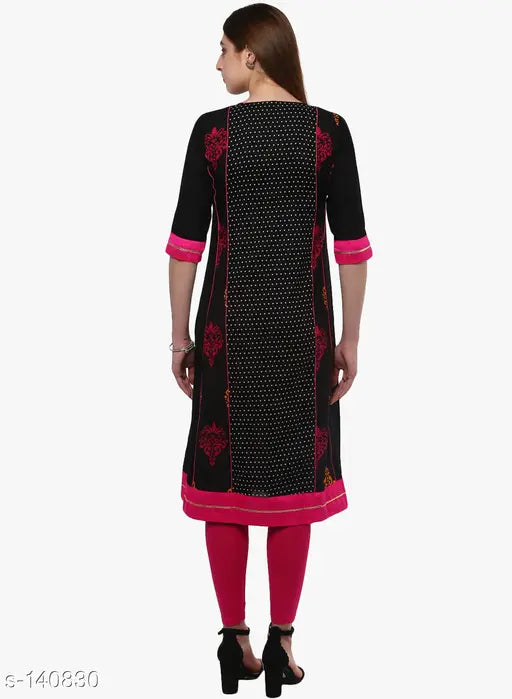 Cotton three-quarter sleeve printed kurti, trendy casual Divena women's style, Indian origin