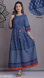 Women's three-quarter sleeve cotton kurti, ethnic motif printed in vibrant Indian combos