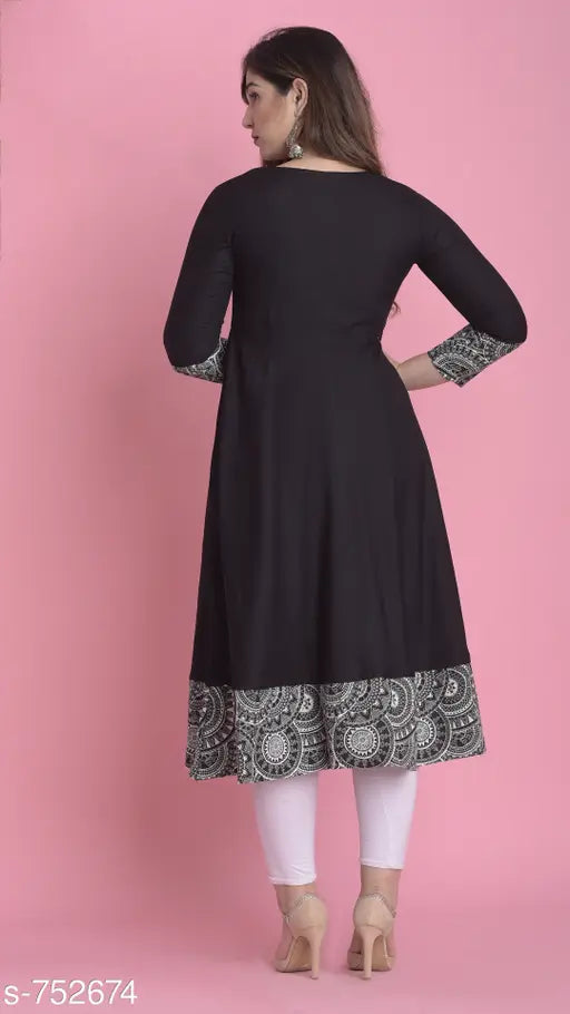 Rayon printed combo Divena Women's kurti with three-quarter sleeves, Indian fashion for plus sizes (XS-10XL)