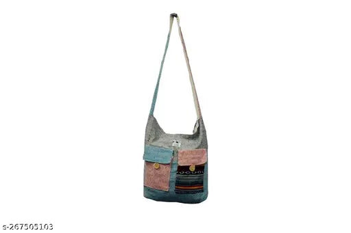 Multi-color canvas net hemp bag for girls, free size, India origin