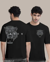 Black cotton Gespo Men's Typography Regular Round T-shirt, oversized fit for daily wear, gym, yoga, or leisure. Suitable for all seasons, pair with jeans or trousers. Made in India