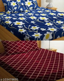 Microfiber 3D king size double bed sheets combo pack of 2 with 4 pillow covers, superfine quality for adult sleep essentials, India origin