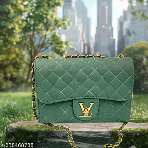 Black quilted PU leather sling bag for women, 2 compartments, size 7x10x3 inches, made in India