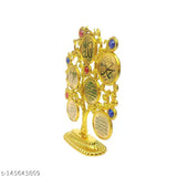Golden plastic Allah Mohammed tree-shaped Islamic decor stand, 12-inch wish tree feng shui showpiece from India
