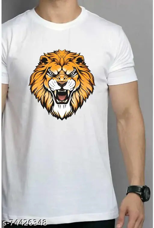 Mens trending designer t-shirt, polyester short sleeves with printed pattern, stylish apparel from India
