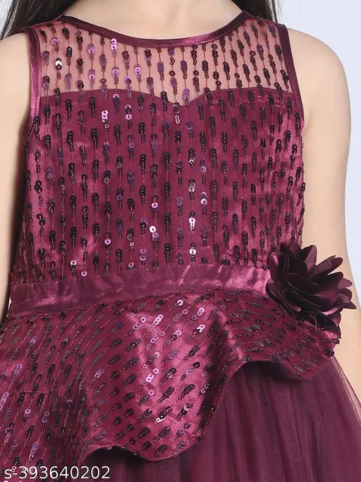 Purple girls' party dress, embellished net with toy balloon design, 1-2 years size from India