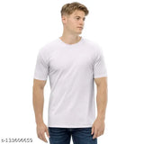 Trendy poly blend men's half sleeve round neck t-shirts, solid pattern pack of 3, sizes M & L from India