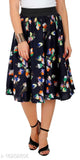 Royal blue crepe skirt with lily flower print embroidered net, size 26/32/34/36 (waist 38in, length 40in, hip 40in), India origin