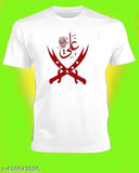 Lycra men's round neck white Ya Ali Arabic logo t-shirt with short sleeves, country of origin: India (S-XL)