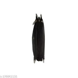 Black canvas & leather 5-compartment clutch for women and girls, free size (7in x 5in), exuding sophistication and style