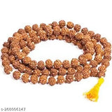 Rudraksha Mala with Adiyogi miniature statue for car dashboard, Indian handcrafted religious idol accessory
