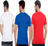 Blue printed cotton half sleeve men's t-shirt pack of 3, perfect for casual wear