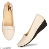 Synthetic leather, striped bellies with closed back, women's & girls comfortable wedge heels - Indian origin