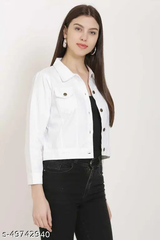 Denim ethnic jackets for women, trendy and graceful solid design, long sleeves, sizes S-XL, Indian origin