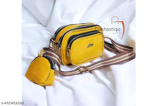 PU printed net sling bag, trendy women's free size handbag from India