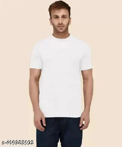 White polycotton short sleeve t-shirt, solid design in sizes S-XXL, ideal for summers and autumn