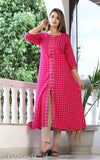 Rayon a-line kurta with printed combo, three-quarter sleeves from India