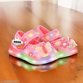 Pink faux leather Peppa Pig belly shoes for girls, long-lasting LED printed design ideal for parties or daily wear