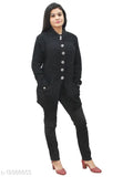 Matelco women's solid high black wool sweater, long sleeves, M and L sizes available, India-made fashion piece
