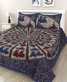 Stylish cotton printed double combo bedsheet offer, set of 4 pillow covers with 144 thread count. Queen size bedsheets from India