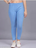 Sky blue Lycra women's jeggings trendy and versatile fashion piece, various sizes available for a comfortable fit