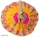 Brass Krishna Idol - Pittal Laddu Gopal Statue, 8cm tall, Indian decorative showpiece