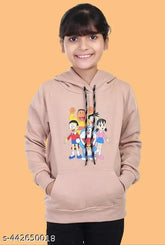 Cotton printed Doraemon hoodie for girls, ideal winter wear with long sleeves and snug fit (N) - India