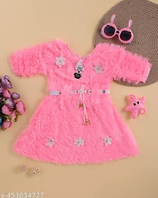 Wool pink sweaters and dresses self-design, girls and boys clothing collection, Indian origin for all ages