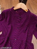 Georgette fabric Zikzak woven jacket kurta, three-quarter sleeves, India-made fashion essential