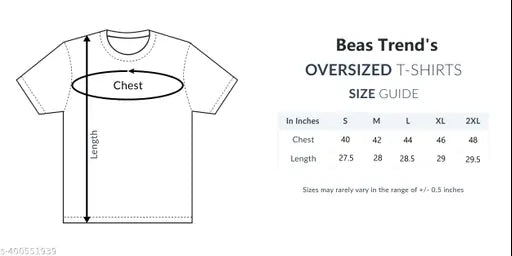 Oversized cotton blend loose t-shirt for women, perfect for summers - printed design, short sleeves, size S (bust 40in, length 27in), made in India