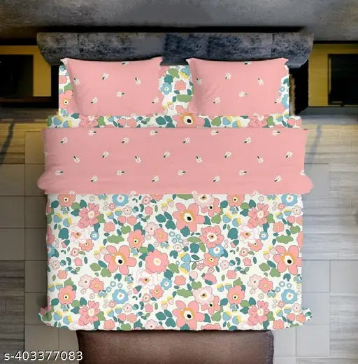 Glace cotton King size 108x108 inches bedsheet with 2 pillow covers, soft & smooth touch for summer comfort