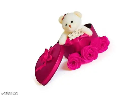 Soft plush net unisex toys, classy heart box for special occasions, free size (12in x 1in x 12in) from India