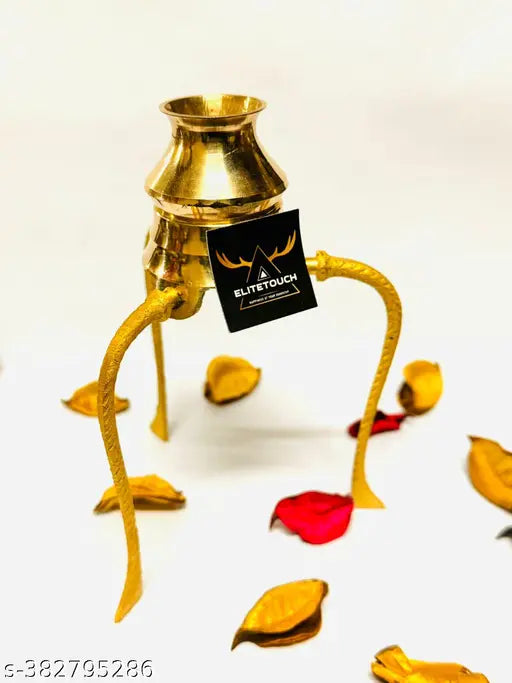 Brass gold ELITETOUCH Shivling stand decorative showpiece, 12cm tall for puja rituals and jalabhishek