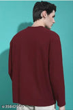 Oversized cotton maroon printed long sleeves t-shirt, funky winter wear for men and women