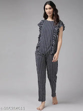 Blue striped rayon nightsuits by Yash Gallery - comfortable and stylish sleepwear