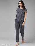 Blue striped rayon nightsuits by Yash Gallery - comfortable and stylish sleepwear