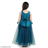 Teal blue net full-length girls' party dress, vibrant and elegant for special occasions #Toy Balloon Kids India