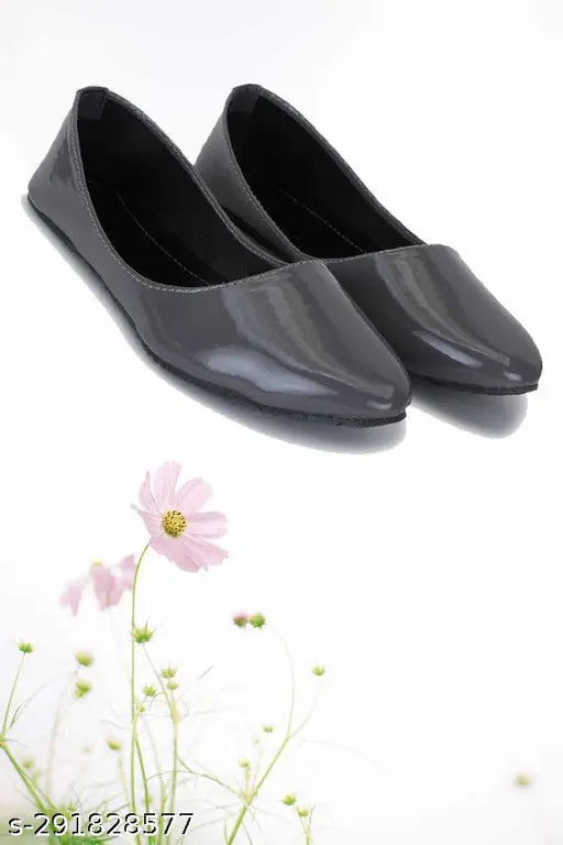 Grey patent leather simple belly red small dot Hawai slippers for daily use, office wear, party wear - women's ethnic footwear