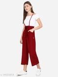 Rayon solid-colored short sleeve dungaree jumpsuit, stylish and fabulous, Made in India
