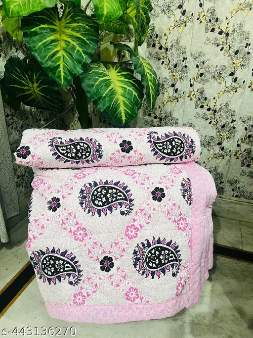 Glace cotton double bed comforter, microfiber by Dhriti Handloom - India's handcrafted home essential, 90x100cm